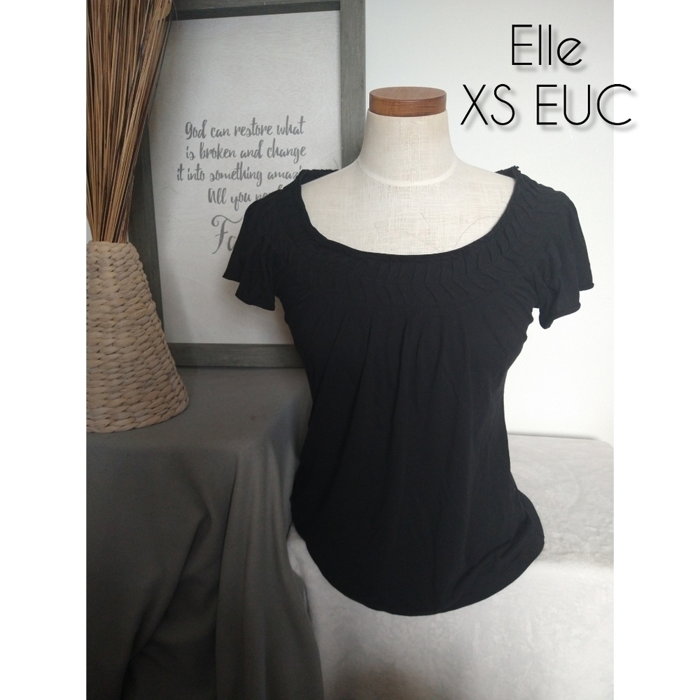 Elle Black XS Scoop Collar Blouse